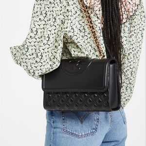 Tory Burch Black Quilted Leather Crossbody Bag